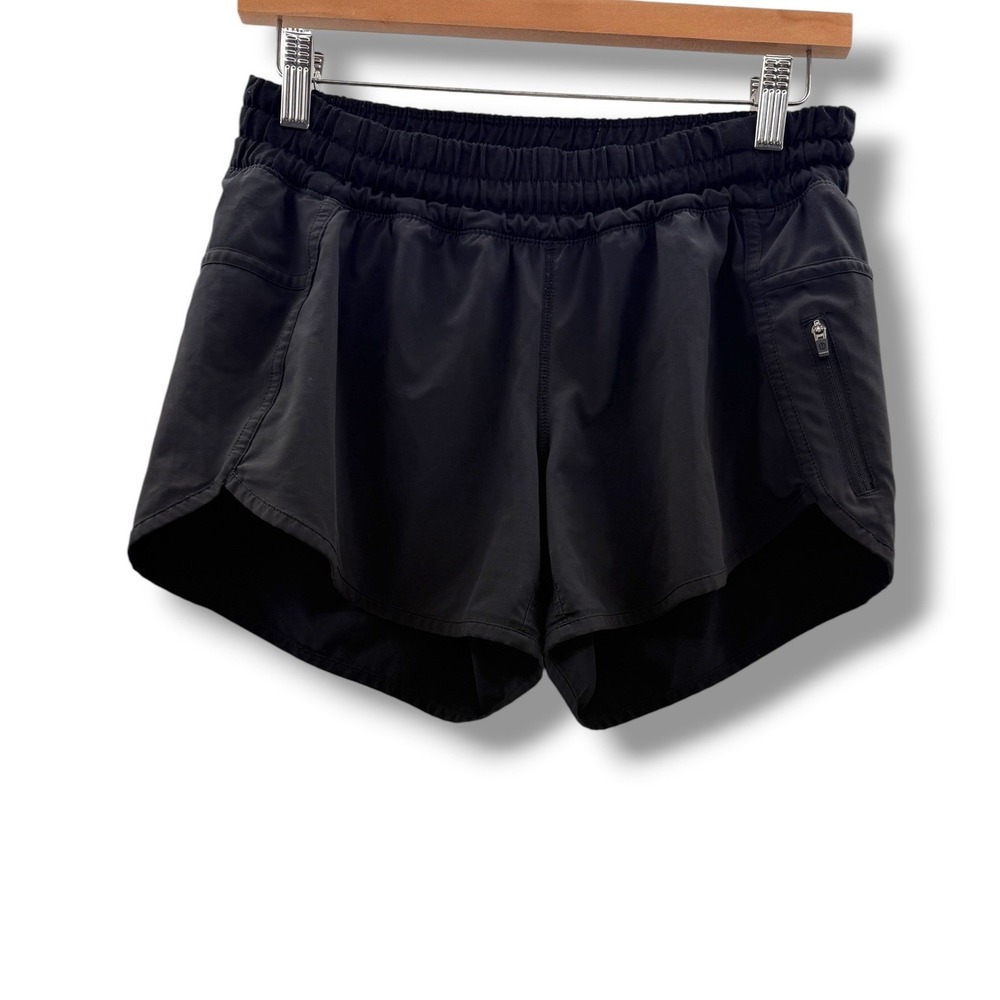 Lululemon Track That Mid Rise Lined Shorts Womens 6 Black‎ 4" Running Pocket